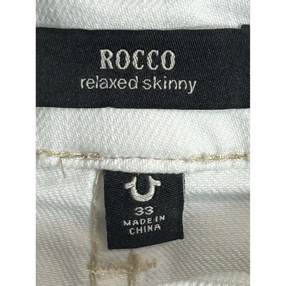 True Religion Rocco Relaxed Skinny Jeans White Renegade SN Mens 33 Stretch Denim